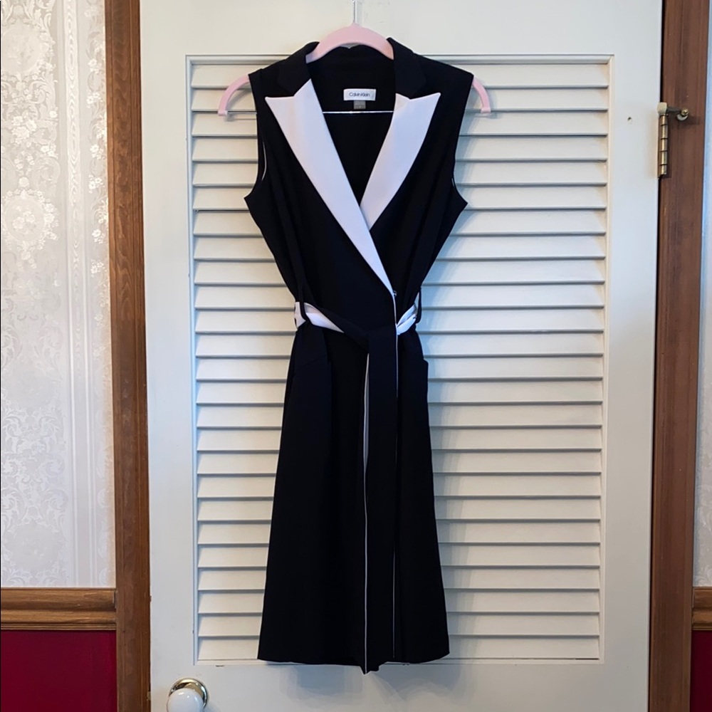 Calvin Klein Black and White wrap dress 2